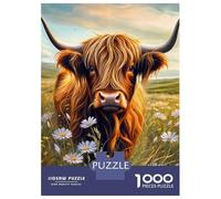 Rompecabezas De 1000 Piezas para Adolescentes Cute Highland Cow in Field Rompecabezas para Adultos Juego De Ingenio Decoración 52x38cm/1000pcs