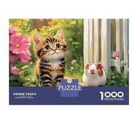 Rompecabezas De 1000 Piezas para Adolescentes Cute Kitten and Guinea Pig Friends Rompecabezas para Adultos Juego Práctico Ensamblaje De Patrones Regalos para Reducir El Estrés 52x38cm/1000pcs