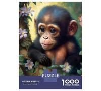 Rompecabezas De 1000 Piezas para Adolescentes Cute Little Chimp Rompecabezas para Adultos Juegos Relajantes Decoración De Pared para Cumpleaños, Navidad 38x26cm/1000pcs
