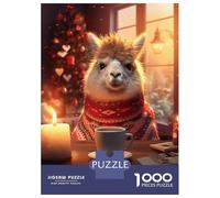 Rompecabezas De 1000 Piezas para Adolescentes Cute Morning Coffee Llama Rompecabezas para Adultos Juegos Divertidos Decoración Cumpleaños, Navidad 38x26cm/1000pcs