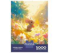 Rompecabezas De 1000 Piezas para Adolescentes Cute Mouse in Flower Field Rompecabezas para Adultos Juguetes Antiestrés Decoración del Hogar Gran Regalo para Jugar 38x26cm/1000pcs