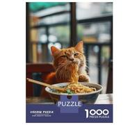 Rompecabezas De 1000 Piezas para Adolescentes Cute Noodle Cat Rompecabezas para Adultos Juguetes Antiestrés Mejora La Memoria Gran Regalo para Jugar 52x38cm/1000pcs