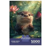 Rompecabezas De 1000 Piezas para Adolescentes Cute Otter in Lotus Pond-1 Rompecabezas para Adultos Juego De Ingenio Juego De Corte De Precisión Regalos Desafiantes 38x26cm/1000pcs