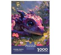 Rompecabezas De 1000 Piezas para Adolescentes Cute Pink Dragon in Flower Meadow Rompecabezas para Adultos Juegos Relajantes Ensamblaje De Patrones Regalos De Cumpleaños Y Únicos 52x38cm/1000pcs