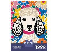 Rompecabezas De 1000 Piezas para Adolescentes Cute Poodle Dog in Flowers Rompecabezas Juego Familiar Pero Divertido Y Humorístico Cumpleaños 52x38cm/1000pcs
