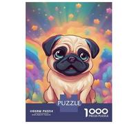 Rompecabezas De 1000 Piezas para Adolescentes Cute Pug Rompecabezas para Adultos Juego Familiar Decoración del Hogar Cumpleaños Y Navidad 70x50cm/1000pcs