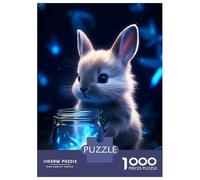 Rompecabezas De 1000 Piezas para Adolescentes Cute Rabbit Luminous Glow Rompecabezas para Adultos Juguete Decoración De Pared Decoración De Pared Juego Desafiante Regalos 52x38cm/1000pcs