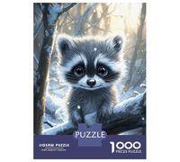 Rompecabezas De 1000 Piezas para Adolescentes Cute Raccoon in Winter Rompecabezas para Adultos Juego Práctico Ensamblaje De Patrones Regalo De Cumpleaños, Regalos, 38x26cm/1000pcs