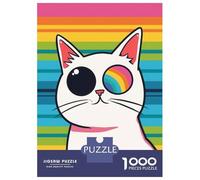 Rompecabezas De 1000 Piezas para Adolescentes Cute Rainbow Cartoon Cat Rompecabezas para Adultos Juguetes Antiestrés Mejora La Memoria Gran Regalo para Jugar 38x26cm/1000pcs
