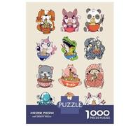 Rompecabezas De 1000 Piezas para Adolescentes Cute Ramen Animals Rompecabezas para Adultos Juguetes De Bricolaje Decoración del Hogar Juego Desafiante Regalos 70x50cm/1000pcs