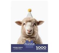 Rompecabezas De 1000 Piezas para Adolescentes Cute Sheep with Party Hat Rompecabezas para Adultos Juego De Ingenio Juego De Corte De Precisión Regalos Desafiantes 70x50cm/1000pcs
