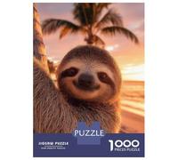 Rompecabezas De 1000 Piezas para Adolescentes Cute Sloth on A Tropical Beach Sunset Rompecabezas para Adultos Juego Familiar Desafío Difícil 70x50cm/1000pcs