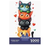 Rompecabezas De 1000 Piezas para Adolescentes Cute Stacked Cats Rompecabezas para Adultos Juguetes Antiestrés Desafío Difícil Desafiante De Completar 70x50cm/1000pcs