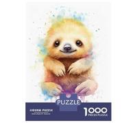 Rompecabezas De 1000 Piezas para Adolescentes Cute Watercolor Baby Sloth Rompecabezas para Adultos Juego De Ingenio Análisis Y Lógica Actividades Divertidas En Casa, 52x38cm/1000pcs