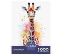 Rompecabezas De 1000 Piezas para Adolescentes Cute Watercolor Giraffe Rompecabezas para Adultos Juego Práctico Difícil Regalos De Cumpleaños Y Únicos 52x38cm/1000pcs