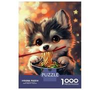Rompecabezas De 1000 Piezas para Adolescentes Cute Wolf Eating Noodles-4 Rompecabezas para Adultos Juego Práctico Pero Divertido Y Humorístico Regalos para Reducir El Estrés 70x50cm/1000pcs