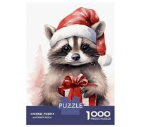 Rompecabezas De 1000 Piezas para Adolescentes Cute Xmas Raccoon Rompecabezas para Adultos Juegos Relajantes Ensamblaje De Patrones Regalos De Cumpleaños Y Únicos 52x38cm/1000pcs