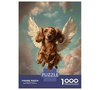 Rompecabezas De 1000 Piezas para Adolescentes Dachshund Angel Dog Loss Tribute Print Dachshund with Wings Rompecabezas para Adultos Juegos Relajantes Decoración De Pared para Cumpleaños, Navidad 38x