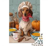 Rompecabezas De 1000 Piezas para Adolescentes Dachshund Chef Cooking Soup Rompecabezas para Adultos Juguetes DIY para La Diversión Familiar para Cumpleaños, Navidad 38x26cm/1000pcs