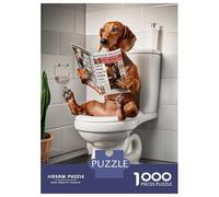Rompecabezas De 1000 Piezas para Adolescentes Dachshund in The Bathroom Rompecabezas para Adultos Juguete Decoración De Pared Mejora La Memoria Desafío Educativo 52x38cm/1000pcs