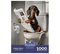 Rompecabezas De 1000 Piezas para Adolescentes Dachshund on The Toilet Rompecabezas para Adultos Juegos Divertidos Decoración Cumpleaños, Navidad 38x26cm/1000pcs