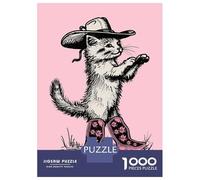 Rompecabezas De 1000 Piezas para Adolescentes Dancing Cowgirl Cat Rompecabezas Juegos De Relajación Análisis Y Lógica Desafío Educativo 52x38cm/1000pcs