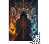 Rompecabezas De 1000 Piezas para Adolescentes Dark Wizard with Fire and Ice Magic Rompecabezas para Adultos Juegos Relajantes Decoración Interacción Entre Padres E Hijos 52x38cm/1000pcs