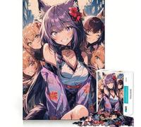 Rompecabezas de 1000 Piezas para Adolescentes de Anime City Girls,Juego Que estimula el Cerebro,Encaje Huecos,Actividad Relajante para Grupos en Interiores (50x75cm)