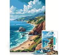 Rompecabezas de 1000 Piezas para Adolescentes de Big Sur,California Arte de Bordes pixelados Juego Divertido y Acogedor para Resolver Problemas Exhibición de Arte navideña (50x75cm)
