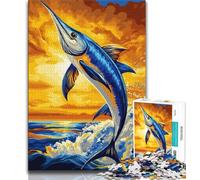 Rompecabezas de 1000 Piezas para Adolescentes de Blue Marlin para Adultos Juego Familiar para aliviar el estrés desafío difícil Gran Regalo y Juguete (26x38cm)