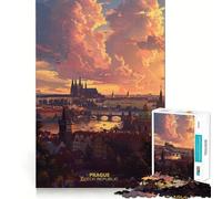 Rompecabezas de 1000 Piezas para Adolescentes de la Ciudad de Praga, República Checa Juguete para ejercitar la Mente, Juego en Grupo, Corte de precisión, Regalo para Festivales 38x52cm