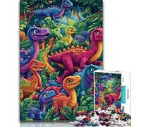 Rompecabezas de 1000 Piezas para Adolescentes de la Familia de Dinosaurios, Entrena tu Cerebro y Tus Manos, Regalos para Amigos y Familiares para Mayores de 14 años, 38x26cm
