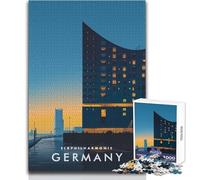 Rompecabezas de 1000 Piezas para Adolescentes de la Filarmónica del Elba, Alemania Diseño Atractivo Juego difícil de superar Regalo de cumpleaños Tamaño 50x75cm