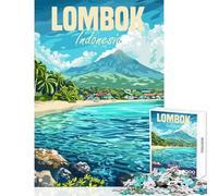 Rompecabezas de 1000 Piezas para Adolescentes de la Isla de Lombok Indonesia Rompecabezas de 1000 Piezas para ejercitar la Mente Un Gran Regalo para Juegos y Actividades Familiares (38x52cm)