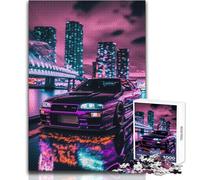 Rompecabezas de 1000 Piezas para Adolescentes de R Neon Night Tokyo Drift, Divertido y lógico, Toque cálido Tamaño: 38x26cm