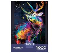 Rompecabezas De 1000 Piezas para Adolescentes Deer Animal Painting Rompecabezas para Adultos Juego Práctico Pero Divertido Y Humorístico Regalos para Reducir El Estrés 52x38cm/1000pcs