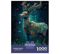 Rompecabezas De 1000 Piezas para Adolescentes Deer Floral Rompecabezas para Adultos Juegos De Relajación Desafío Difícil Desafío Educativo 70x50cm/1000pcs