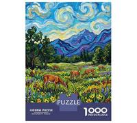 Rompecabezas De 1000 Piezas para Adolescentes Deer in A Wildflower Meadow Rompecabezas para Adultos Juego De Ingenio para Mejorar La Memoria Regalos para Amigos Y Familiares 38x26cm/1000pcs