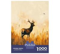 Rompecabezas De 1000 Piezas para Adolescentes Deer in Golden Field Rompecabezas para Adultos Juegos De Relajación Ensamblaje De Patrones Diversión En Casa Actividades, 38x26cm/1000pcs