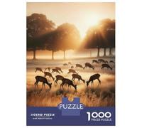Rompecabezas De 1000 Piezas para Adolescentes Deer in The Morning Mist Rompecabezas para Adultos Juegos Relajantes Alivia El Estrés Ayuda A Ejercitar El Cerebro 52x38cm/1000pcs