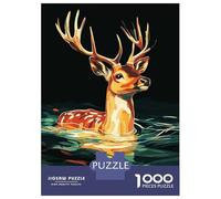 Rompecabezas De 1000 Piezas para Adolescentes Deer in Water Digital Art Rompecabezas para Adultos Juegos De Relajación Regalos De Cumpleaños para Amigos Y Familiares 70x50cm/1000pcs