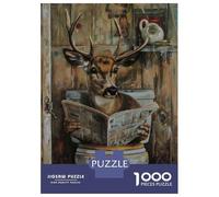 Rompecabezas De 1000 Piezas para Adolescentes Deer Reading Newspaper in Toilet Rompecabezas para Adultos Juego Práctico Mejora La Memoria Regalo De Cumpleaños, Regalos, 38x26cm/1000pcs