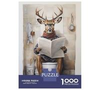 Rompecabezas De 1000 Piezas para Adolescentes Deer Reading The Paper Rompecabezas para Adolescentes Juego De Ingenio Regalos para Mujeres Actividades Divertidas En Casa 70x50cm/1000pcs
