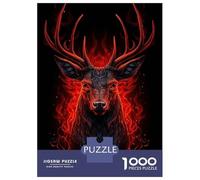 Rompecabezas De 1000 Piezas para Adolescentes Deer Red and Black Animals Rompecabezas para Adolescentes Juguetes DIY Análisis Y Lógica para Cumpleaños, Navidad 70x50cm/1000pcs