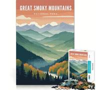Rompecabezas de 1000 Piezas para Adolescentes del Parque Nacional de Las Grandes Montañas Humeantes Corte Diversión lógica Juguete Juego Tranquilo Diversión de cumpleaños Juego 38x26cm