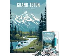 Rompecabezas de 1000 Piezas para Adolescentes del Parque Nacional Grand Teton Juegos relajantes Juguetes adictivos para Cultivar la Paciencia Gran Regalo Un Reto difícil (Tamaño 38x52cm)