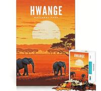 Rompecabezas de 1000 Piezas para Adolescentes del Parque Nacional Hwange,Arte de Corte Fino,lógica,Juguete Divertido,Tiempo de Juego Acogedor,decoración navideña para la Pared (38x26cm)