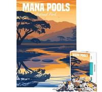 Rompecabezas de 1000 Piezas para Adolescentes del Parque Nacional Mana Pools Juego Educativo desafío Juguete para ejercitar la Mente Juego difícil Regalo de Amigo Invisible (tamaño 38x52cm)