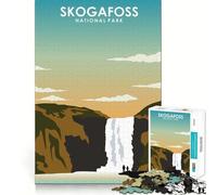 Rompecabezas de 1000 piezas para adolescentes del Parque Nacional Skogafoss, juego de bordes limpios, juguete de desarrollo cognitivo, juego de entretenimiento, regalo de decoración navideña (38x26cm)