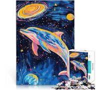 Rompecabezas de 1000 Piezas para Adolescentes Delfín Entre Las Estrellas Difícil y desafío Interacción Entre Padres e Hijos 52x38cm